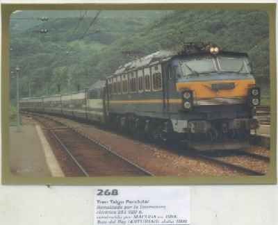 POSTAL DE TRENES Nº 268. TALGO PENDULAR. LOC. ELECT. 251-029-5. MACOSA 1984