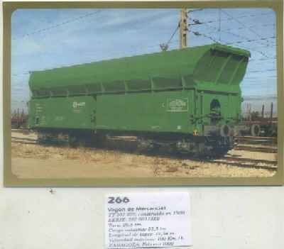 POSTAL DE TRENES Nº 266. VAGON DE MERCANCIAS. TT-202.022. CONSTRUIDO EN 1980