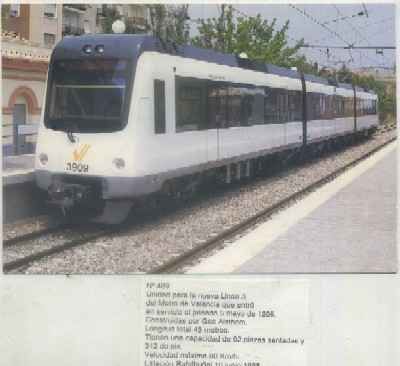 POSTAL DE TRENES Nº 489. UNIDAD PARA LA LINEA 3 DE VALENCIA. CONST. GEC ALSTHOM