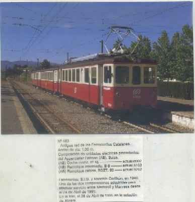 POSTAL DE TRENES Nº 483. ANTIGUA RED DE FFCC. CATALANES. EST. DE ABRERA 1995