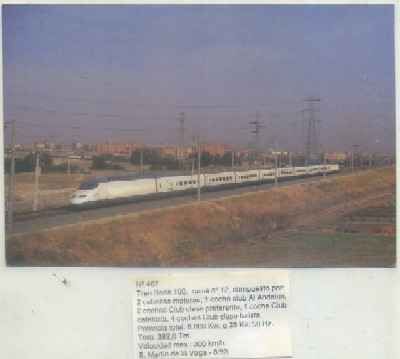 POSTAL DE TRENES Nº 467. TREN SERIE 100. RAMA Nº 12. S. MARTIN DE LA VEGA 1993