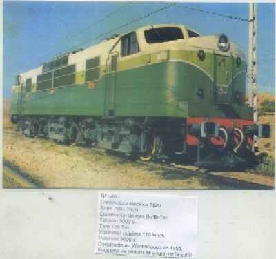 POSTAL DE TRENES Nº 540. LOC. ELECTRICA 7820. CONST. POR WESTINHOUSE EN 1955