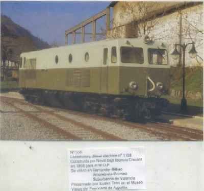 POSTAL DE TRENES Nº 556. LOC. DIESEL ELECT. Nº 1158. CONST. POR NAVAL EN 1958