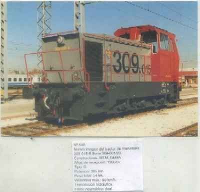POSTAL DE TRENES Nº 548. TRACTOR 309-001/20. CONST. MTM, BAZAN EN EL AÑO 1986-87