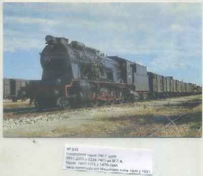 POSTAL DE TRENES Nº 543. LOC. VAPOR 240 F. CONST. POR MAQUINISTA EN 1920