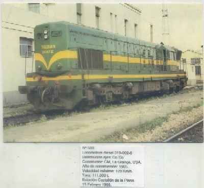 POSTAL DE TRENES Nº 506. LOC. DIESEL 319-062-6. CONST. GM., LA GRANGE EN EL AÑO 1965