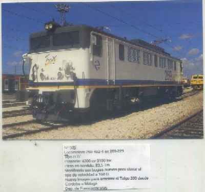 POSTAL DE TRENES Nº 505. LOC. 269-402-4. TIPO BB. PARA EL TALGO 200. CORDOBA-MALAGA