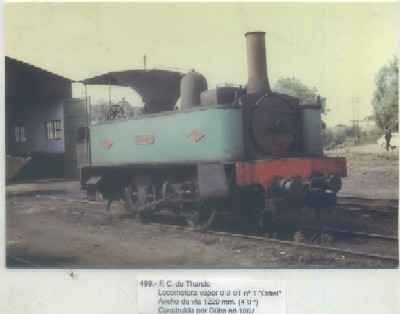 POSTAL DE TRENES Nº 499. FC. DE THARSIS. LOC. VAPOR 0-2-0T Nº 1 ODIEL. CONST. POR DUBS 1867