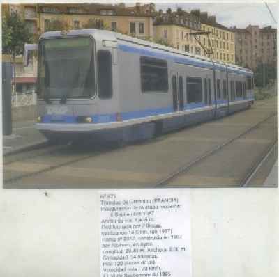 POSTAL DE TRENES Nº 571. TRANVIAS DE GENOBLE. INAGUARACION DE LA ETAPA MODERNA 1987