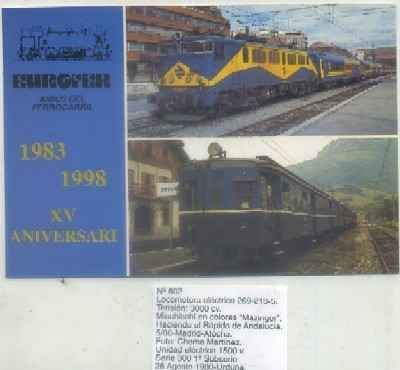 POSTAL DE TRENES Nº 602. LOC. ELECTRICA 269-213-5. MISUBISCHI EN COLORES MAZINGER