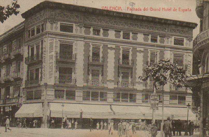 POSTAL ANTIGUA DE VALENCIA. FACHADA DEL GRAND HOTEL DE ESPAÑA.