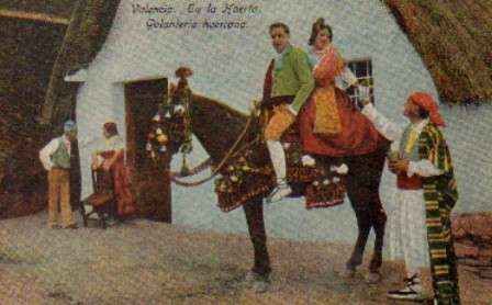 POSTAL ANTIGUA DE VALENCIA. EN LA HUERTA. GALANTERIA HUERTANA