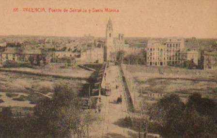 POSTAL ANTIGUA DE VALENCIA. Nº 66. PUENTE DE SERRANOS Y SANTA MONICA