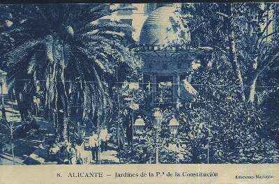POSTAL ANTIGUA DE LA COMUNIDAD VALENCIANA 8 ALICANTE JARDINES DE LA PLAZA DE LA CONSTITUCION
