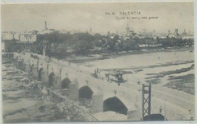 POSTAL ANTIGUA DE VALENCIA. PUENTE DEL MAR Y VISTA GENERAL Nº 9