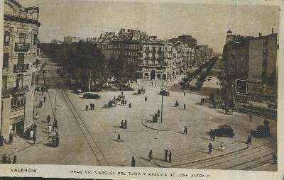 POSTAL DE LA COMUNIDAD VALENCIANA  VALENCIA GRAN VIA MARQUES DEL TURIA Y AVENIDA DE JOSE ANTONIO