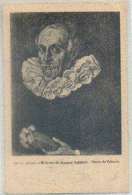 POSTAL ANTIGUA DE VALENCIA. MUSEO. RETRATO GASPAR AGUILAR. J. RIBALTA Nº 12