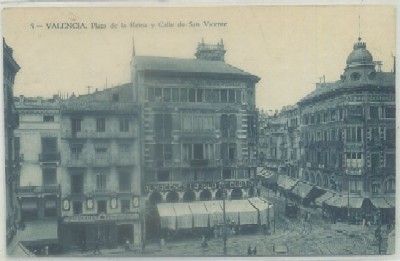 POSTAL ANTIGUA DE VALENCIA. PLAZA DE LA REINA Y CALLE SAN VICENTE