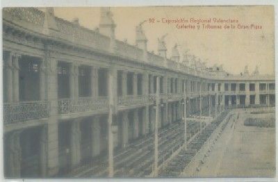 POSTAL ANTIGUA DE VALENCIA. EXPO. NACIONAL. GALERIAS Y TRIBUNAS DE LA GRAN PISTA Nº 92