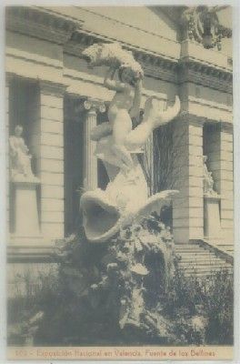 POSTAL ANTIGUA DE VALENCIA. EXPO. NACIONAL. FUENTE DE LOS DELFINES Nº 102