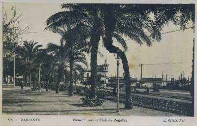POSTAL ANTIGUA DE LA COMUNIDAD VALENCIANA  ALICANTE Nº 95 PASEO PUERTO Y CLUB DE REGATAS