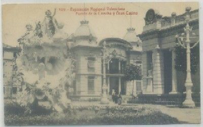 POSTAL ANTIGUA DE VALENCIA. EXPO. NACIONAL. FUENTE DE LA CONCHA Y GRAN CASINO Nº 109
