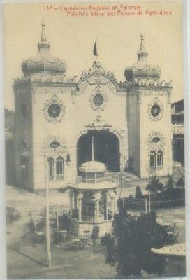 POSTAL ANTIGUA DE VALENCIA. EXPO. NACIONAL. LATERAL DEL PALACIO AGRIGULCTURA Nº 126