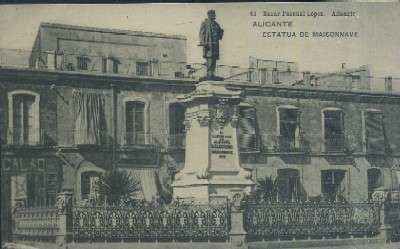 POSTAL ANTIGUA DE LA COMUNIDAD VALENCIANA  ALICANTE ESTATUA DE MAISONNAVE