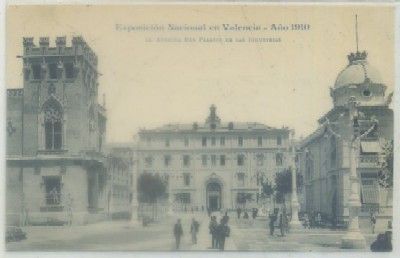 POSTAL ANTIGUA DE VALENCIA. EXPO. NACIONAL 1910. AVDA. PALACIO DE LA INDUSTRIA Nº 12