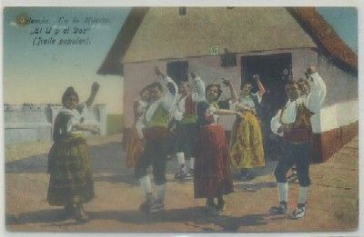POSTAL ANTIGUA DE VALENCIA. EN LA HUERTA. - EL U Y EL DOS -. BAILE POPULAR