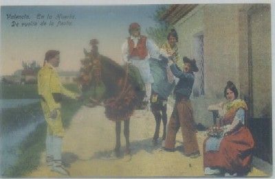 POSTAL ANTIGUA DE VALENCIA. EN LA HUERTA. DE VUELTA DE LA FIESTA