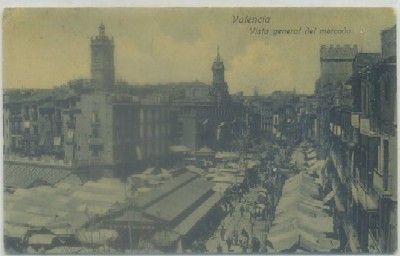 POSTAL ANTIGUA DE VALENCIA. VISTA GENERAL DEL MERCADO