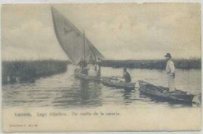 POSTAL ANTIGUA DE VALENCIA. LAGO ALBUFERA. DE VUELTA DE LA CACERIA