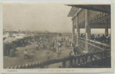 POSTAL ANTIGUA DE VALENCIA. PLAYA DE LEVANTE DESDE EL PABELLON