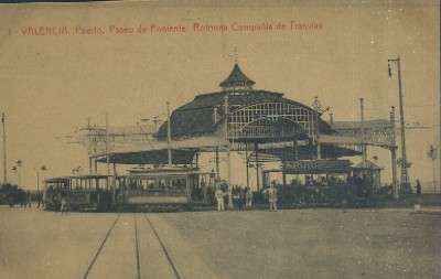 POSTAL ANTIGUA DE LA COMUNIDAD VALENCIANA VALENCIA Nº 1 PUERTO DEL PONIENTE ROTONDA COMPAÑÍA DE TRANVIAS