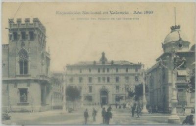 POSTAL ANTIGUA DE VALENCIA. EXPO. NACIONAL 1910. AVDA. PALACIO DE LAS INDUSTRIAS
