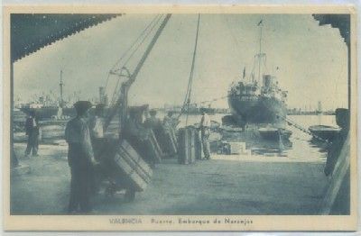 POSTAL ANTIGUA DE VALENCIA. PUERTO. EMBARQUE DE NARANJAS