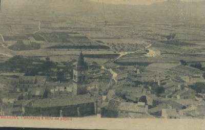 POSTAL ANTIGUA DE LA COMUNIDAD VALENCIANA VILLENA PANORAMA A VISTA DE PAJARO