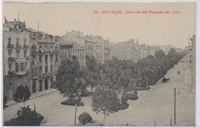 POSTAL ANTIGUA DE VALENCIA. GRAN VIA DEL MARQUES DEL TURIA Nº 26