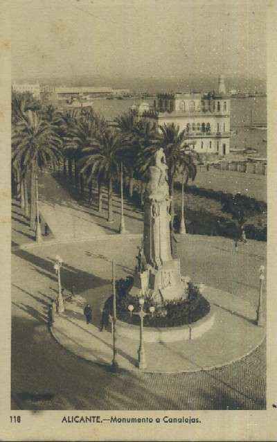 POSTAL DE ALICANTE Nº 118 MONUMENTO A CANALEJAS