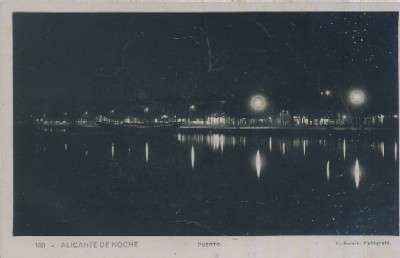 POSTAL DE ALICANTE Nº 100 ALICANTE DE NOCHE PUERTO