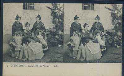 POSTAL VALENCIA Nº 2 JEUNES FILLES  ESTEREOSCOPICA