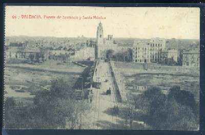 POSTAL ANTIGUA DE VALENCIA. PUENTE DE SERRANOS Y SANTA MONICA Nº 66