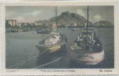 POSTAL DE ALICANTE. VISTA PANORAMICA CON EL PUERTO Nº 7
