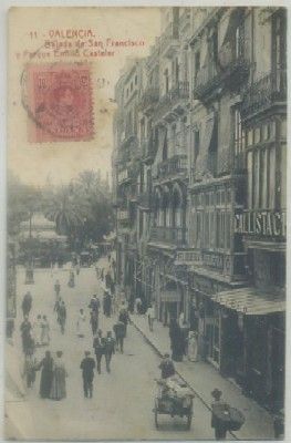 POSTAL ANTIGUA DE VALENCIA. C. SAGRARIO DE S. FRANCISCO Y EMILIO CASTELAR