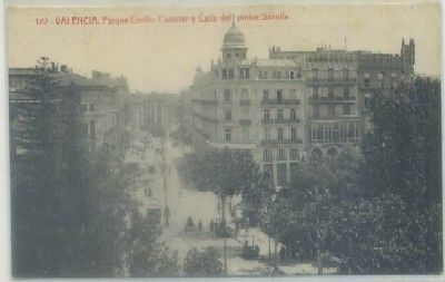 POSTAL ANTIGUA DE VALENCIA. PARQUE DE CASTELAR Y C. PINTOR SOROLLA Nº 172
