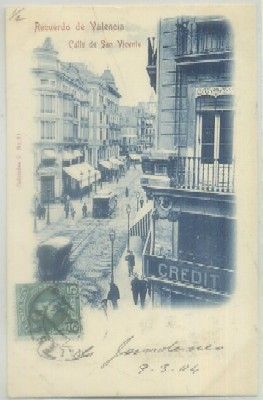 POSTAL ANTIGUA DE VALENCIA. CALLE DE SAN VICENTE. COL. 0 Nº 21