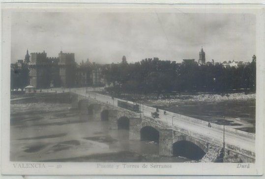 POSTAL ANTIGUA DE VALENCIA. PUENTE Y TORRES DE SERRANOS Nº 40