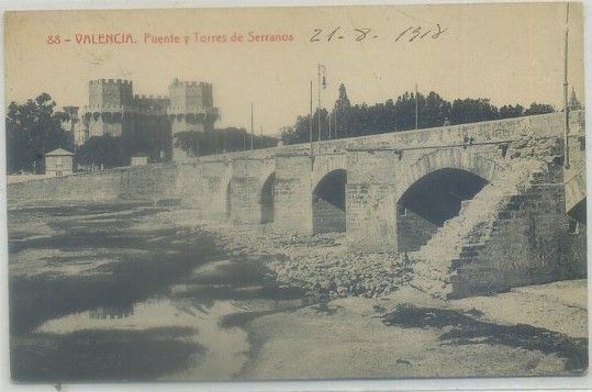 POSTAL ANTIGUA DE VALENCIA. PUENTE Y TORRES DE SERRANOS Nº 88