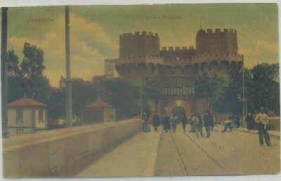 POSTAL ANTIGUA DE VALENCIA. PUERTA Y TORRES DE SERRANOS